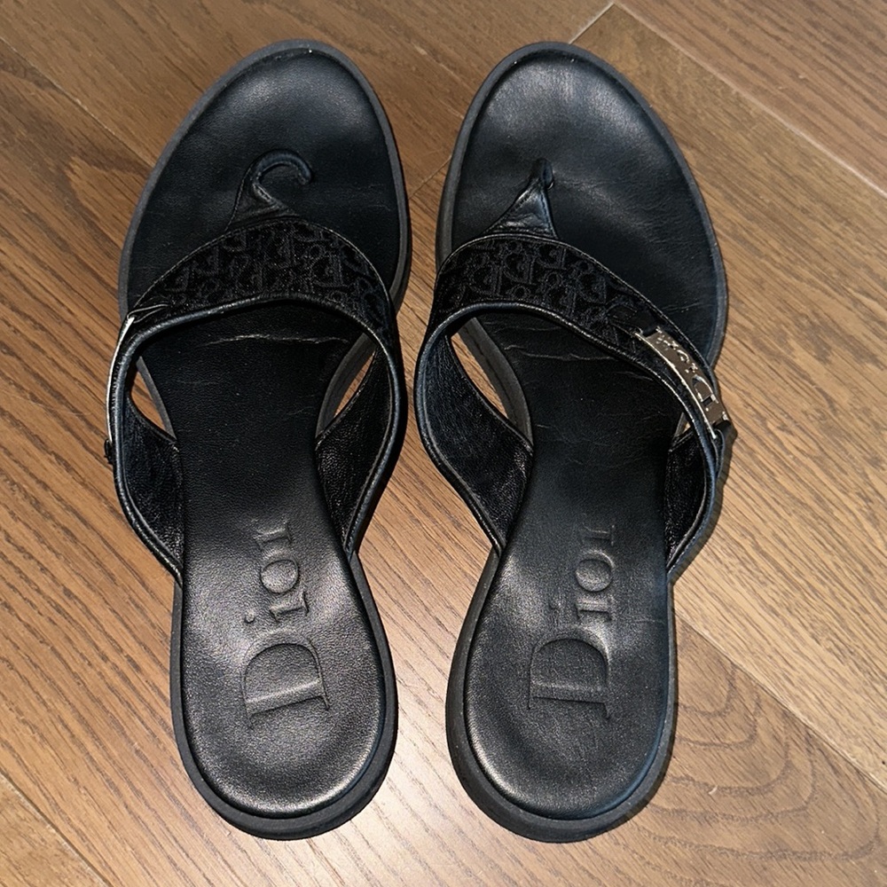 Christian Dior Diorissmo Black Logo Platform Flip Flops Flop Sandals - Picture 4 of 17
